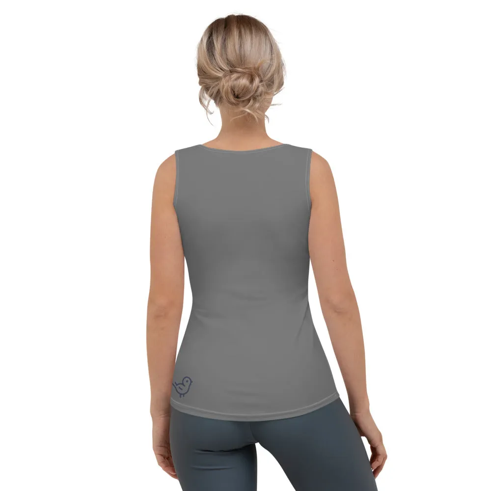 Whimsy Fit Grey Tank Top  with Pug