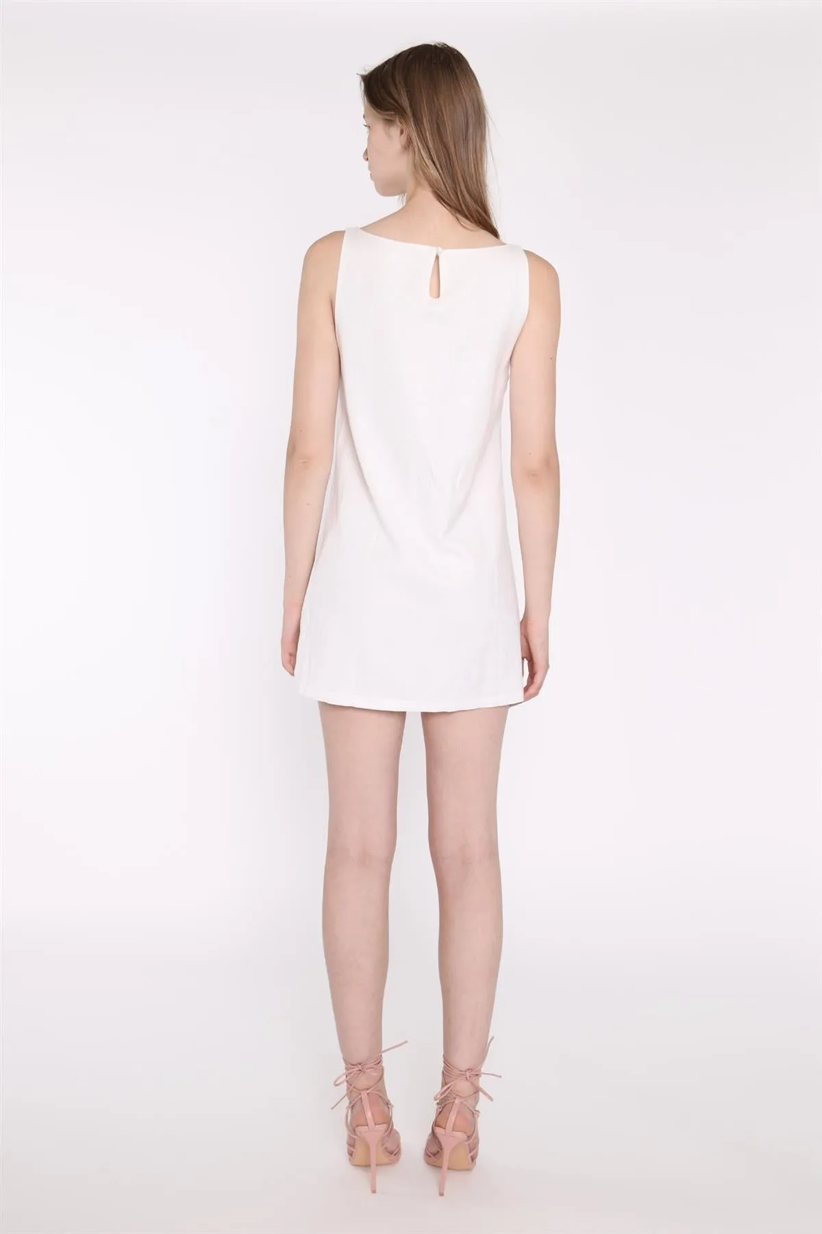 White A-Line Shift Mini-Dress