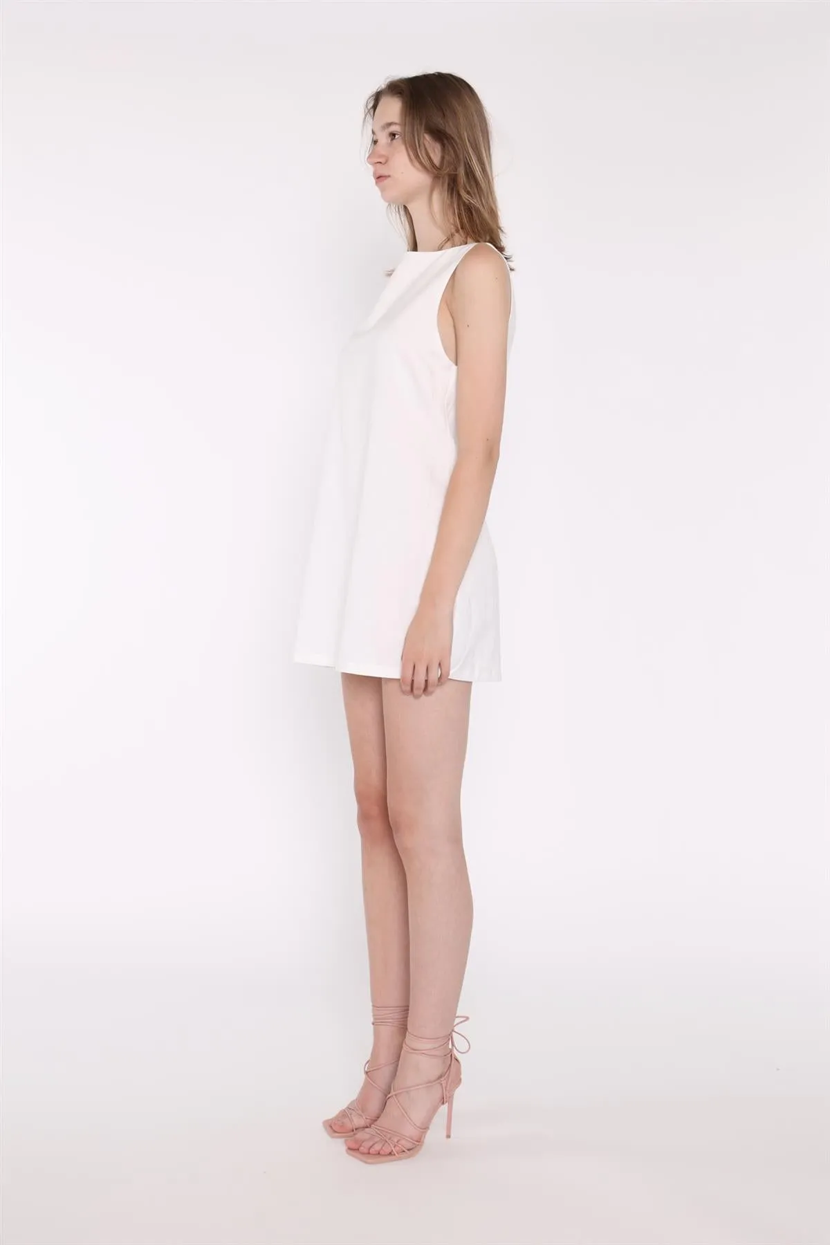 White A-Line Shift Mini-Dress