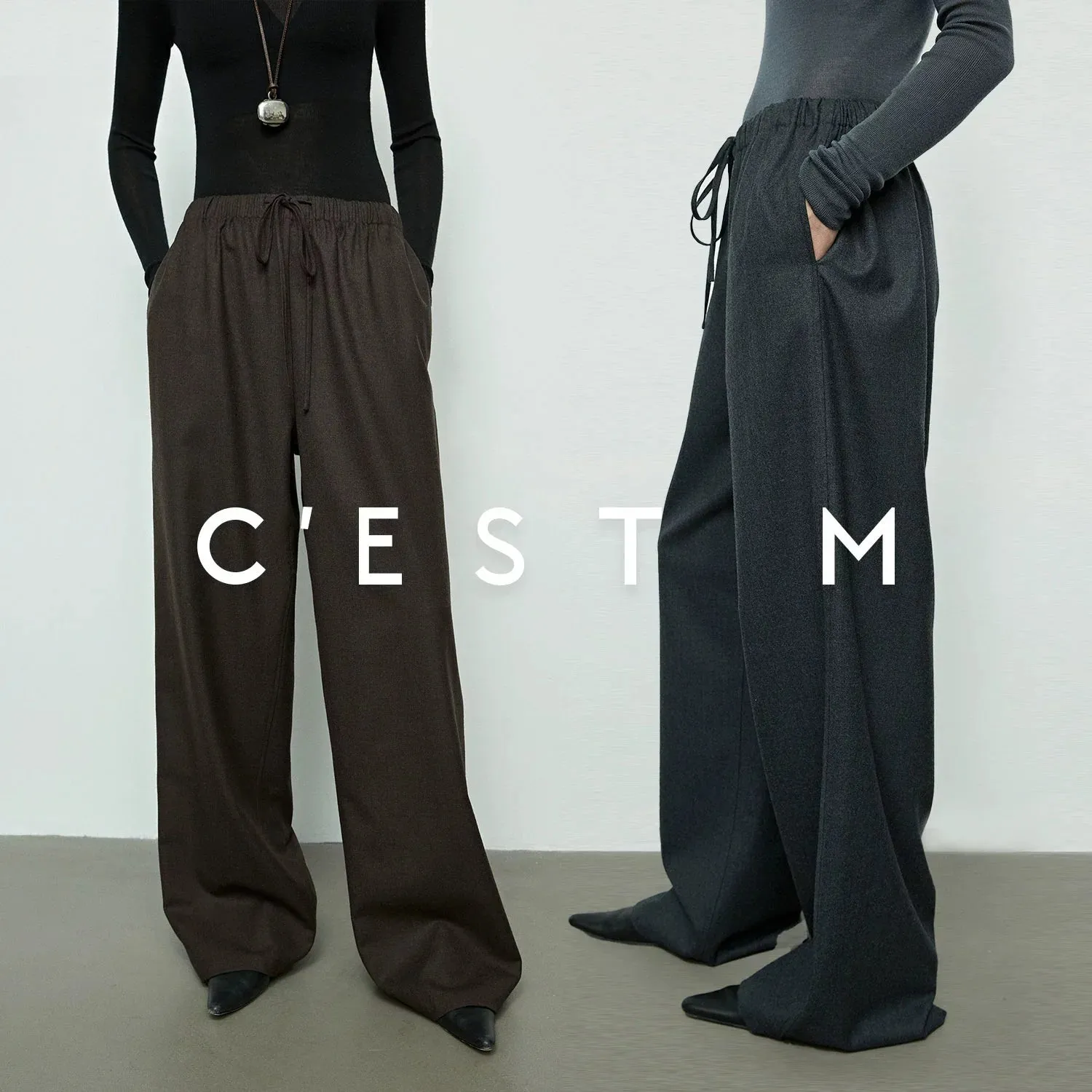 Wide Leg Pants with Elastic Waist