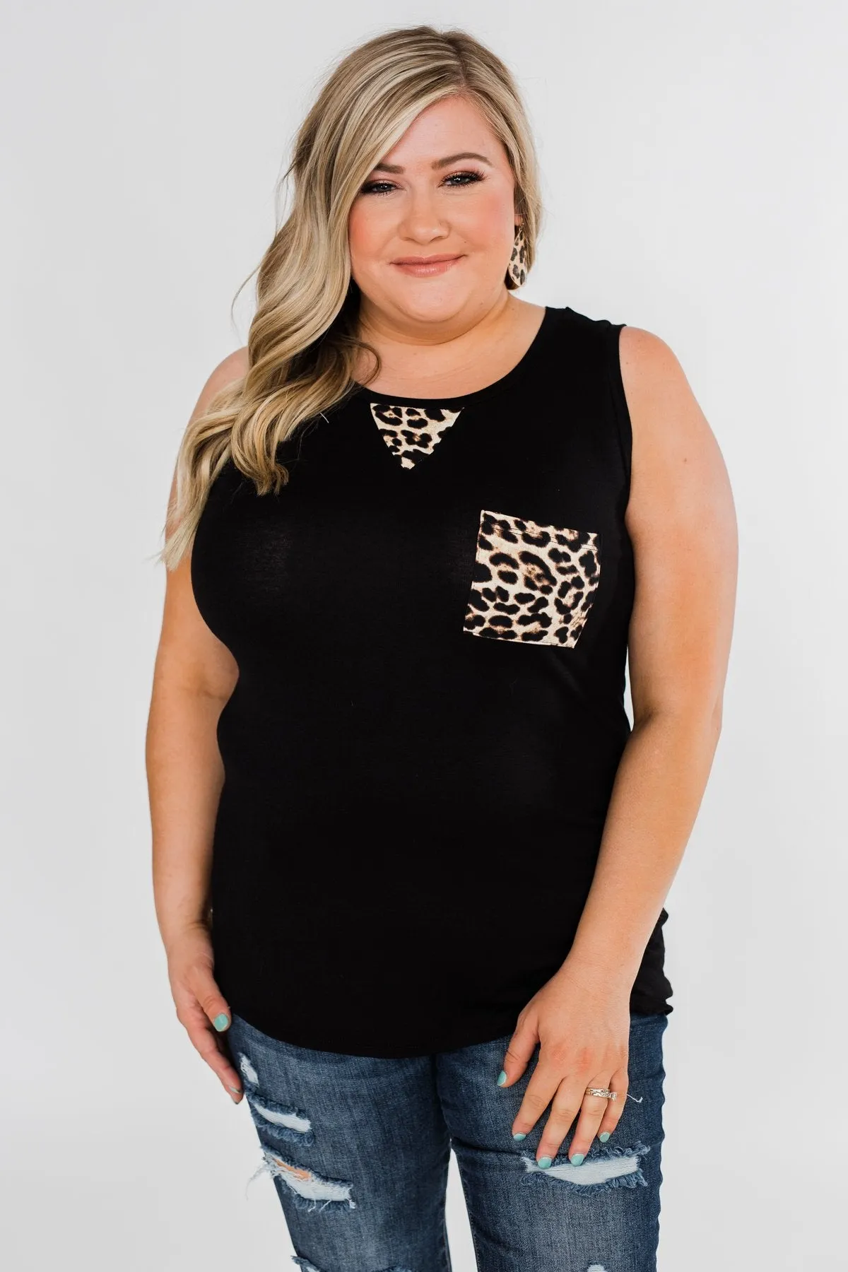 Wild Side Leopard Tank Top- Black