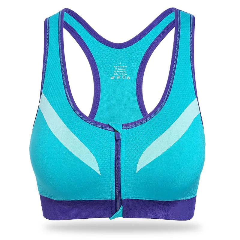 Women Zipper Front vest Push Up Shockproof Top Underwear with Inner Pad Workout Fitness vest NW