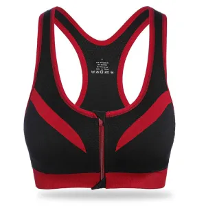 Women Zipper Front vest Push Up Shockproof Top Underwear with Inner Pad Workout Fitness vest NW