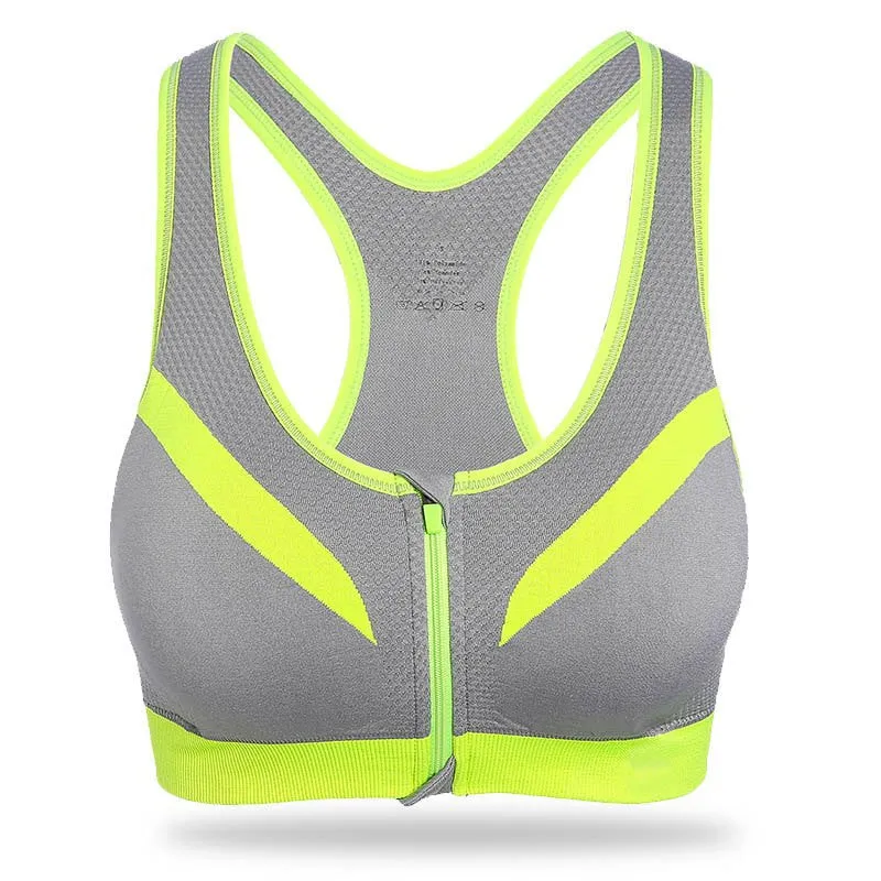 Women Zipper Front vest Push Up Shockproof Top Underwear with Inner Pad Workout Fitness vest NW