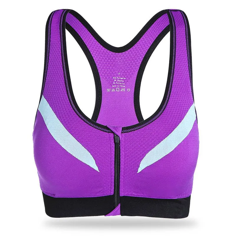 Women Zipper Front vest Push Up Shockproof Top Underwear with Inner Pad Workout Fitness vest NW