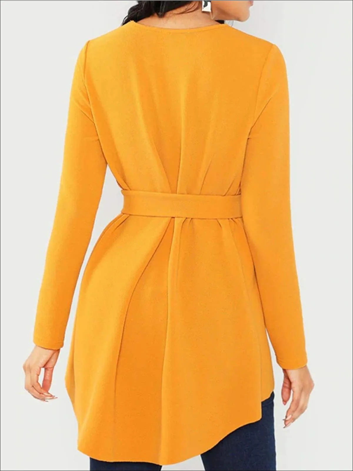 Women's Classy Asymmetrical Hem Belted Blouse