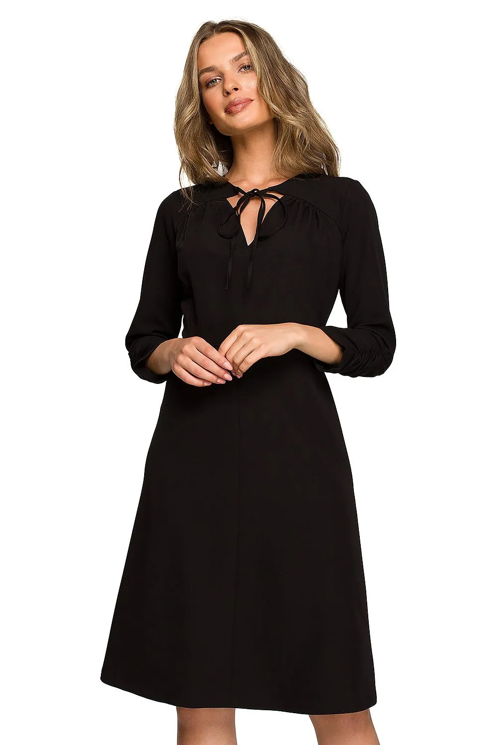 Women’s Day dress – Polyester Viscose 3/4 Sleeve Emerald Green Classic Shift Dress with Back Zip