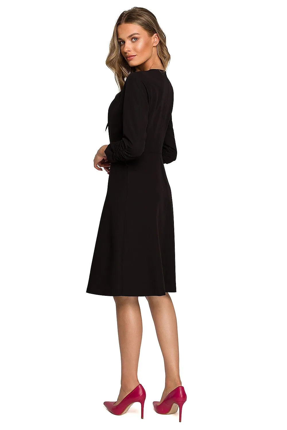 Women’s Day dress – Polyester Viscose 3/4 Sleeve Emerald Green Classic Shift Dress with Back Zip