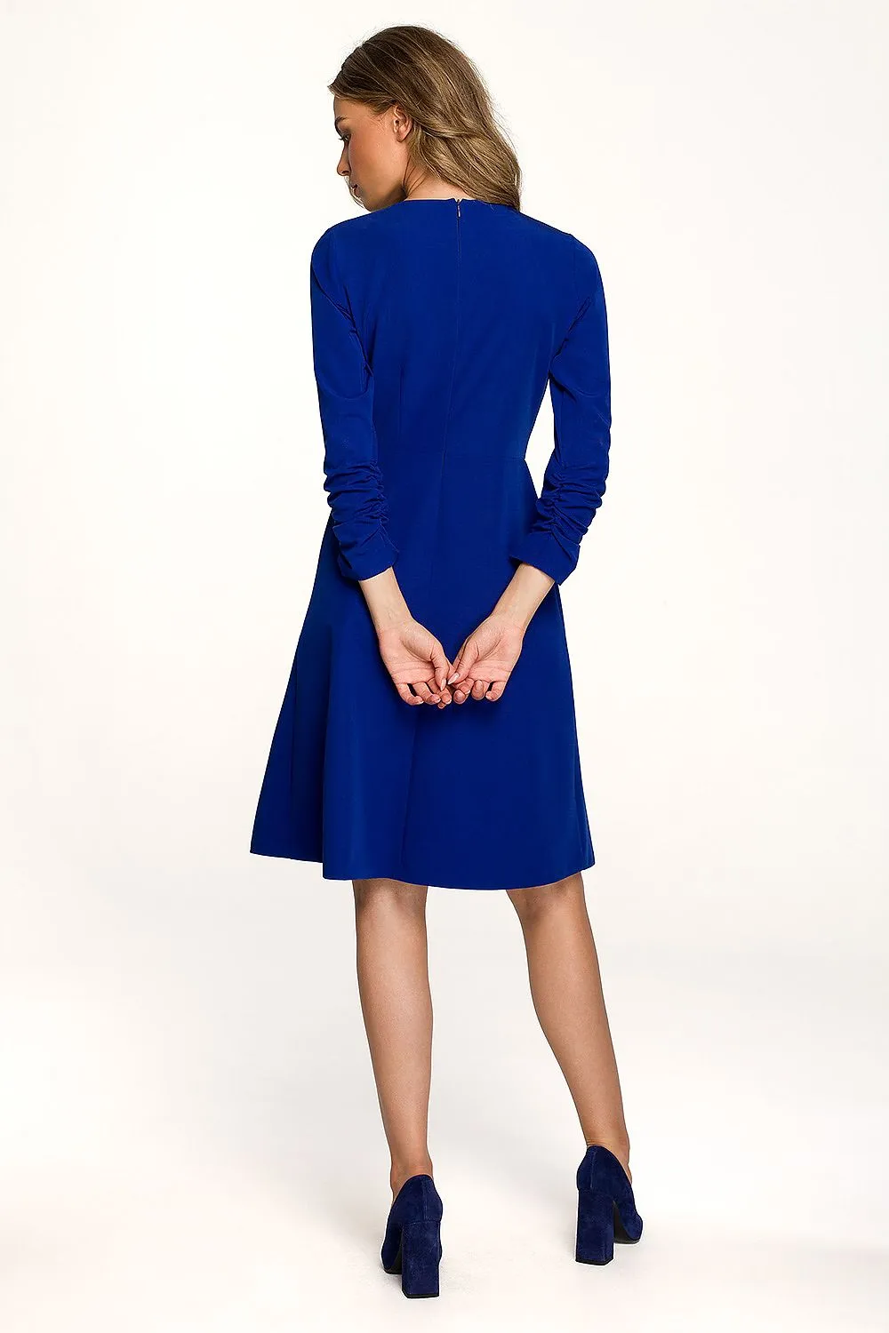 Women’s Day dress – Polyester Viscose 3/4 Sleeve Emerald Green Classic Shift Dress with Back Zip