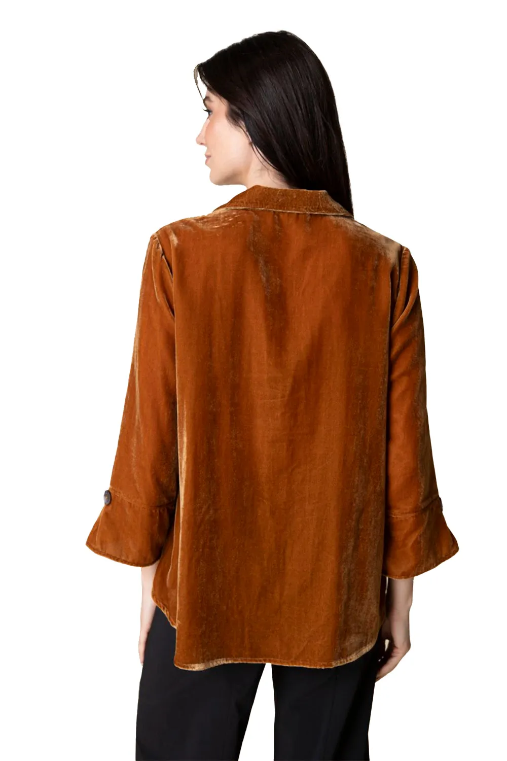 Women's Habitat Velvet Hidden Placket Swing Shirt Ginger