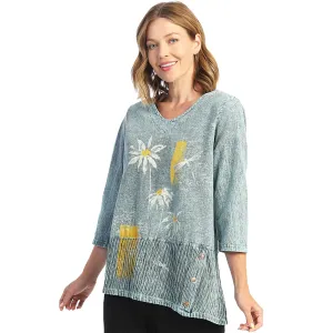 Women's Jess & Jane Mineral Washed Crinkle Cotton Asymmetric Tunic Teal Lazy Day