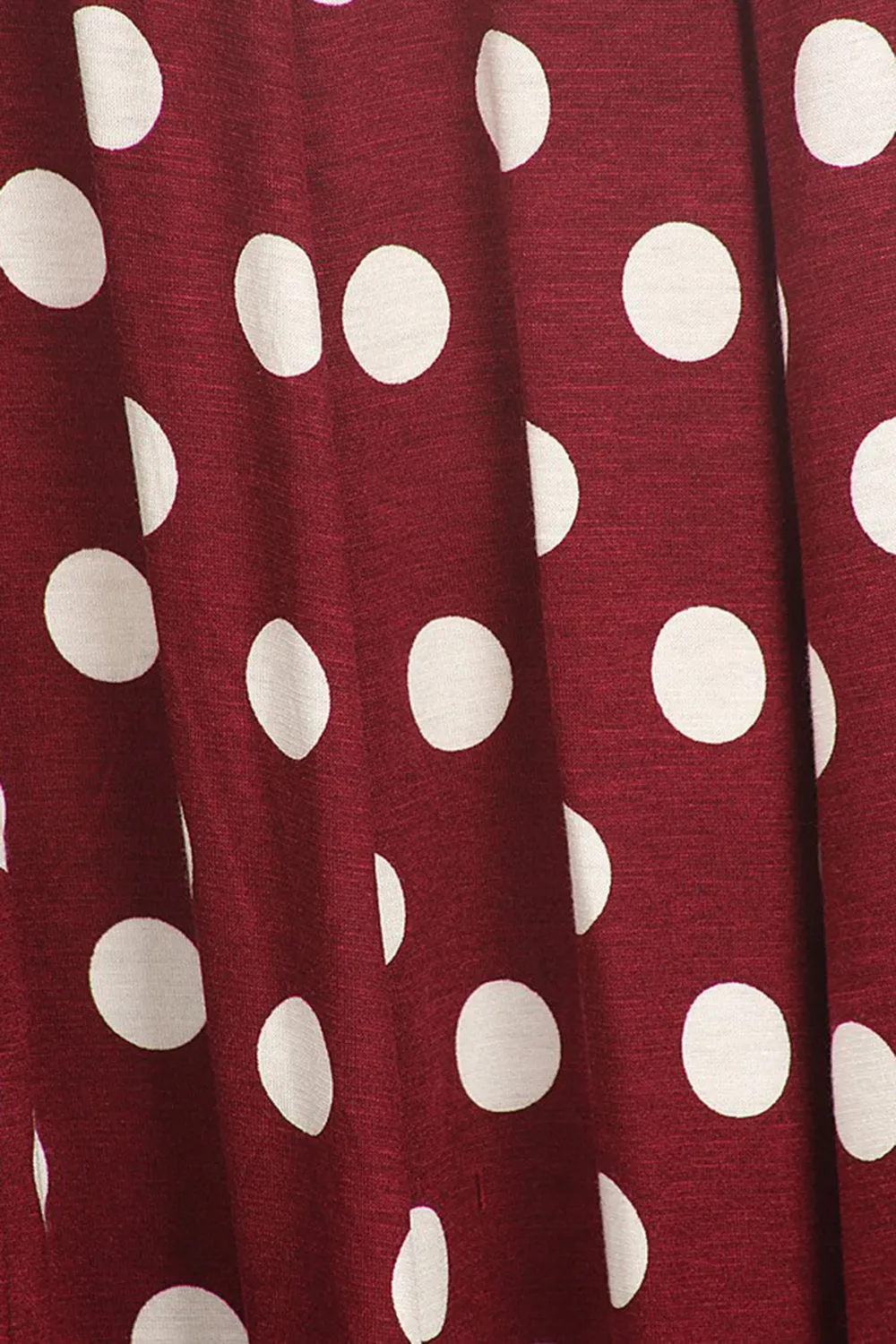 Women's Loose Fit Scoop Neck 3/4 Sleeve Polka Dot Patterned A-Line Midi Dress