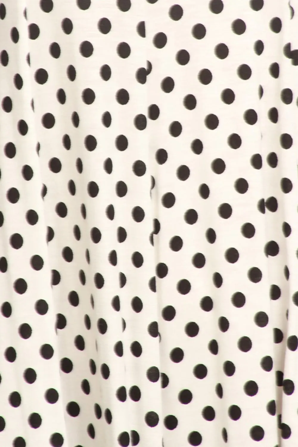 Women's Loose Fit Scoop Neck 3/4 Sleeve Polka Dot Patterned A-Line Midi Dress