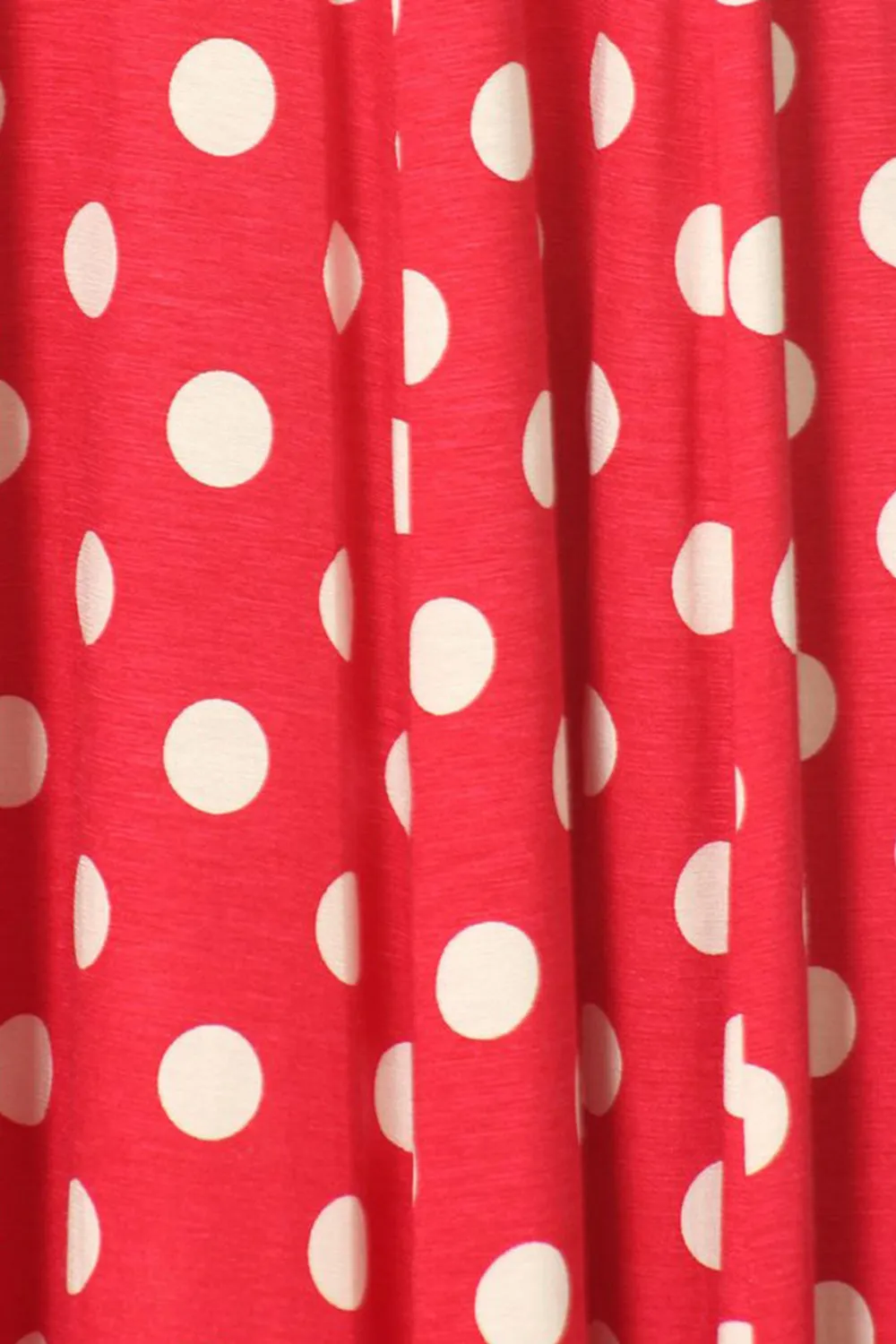 Women's Loose Fit Scoop Neck 3/4 Sleeve Polka Dot Patterned A-Line Midi Dress