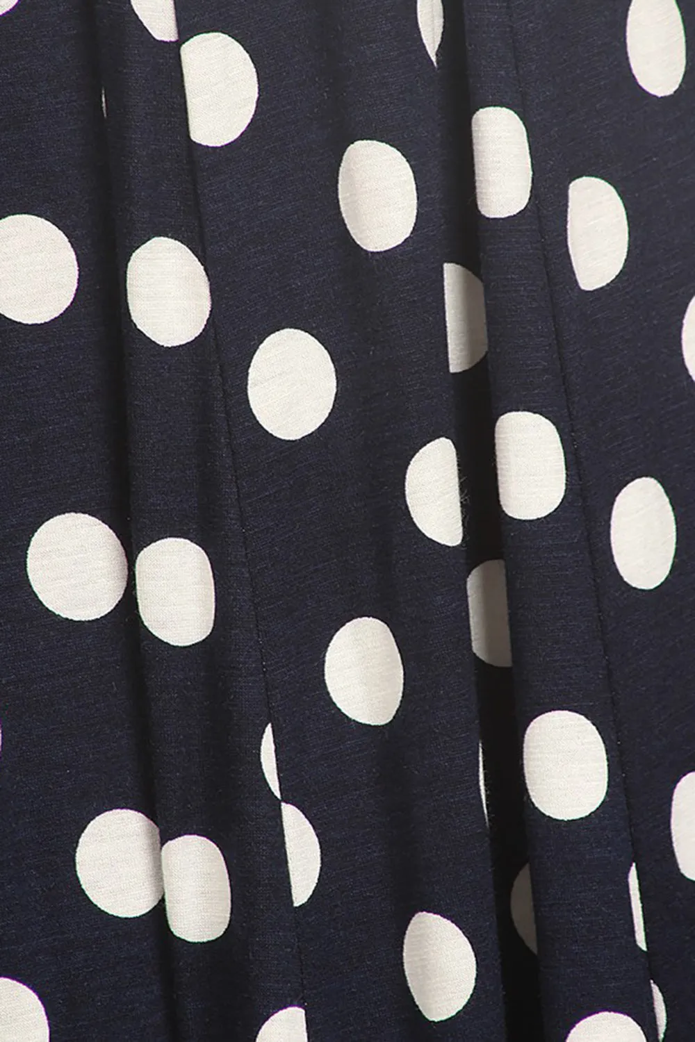 Women's Loose Fit Scoop Neck 3/4 Sleeve Polka Dot Patterned A-Line Midi Dress
