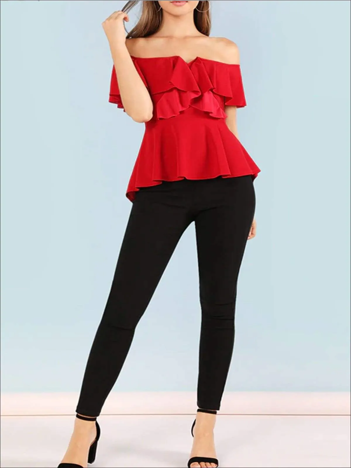 Women's Off The Shoulder Asymmetrical Peplum Blouse