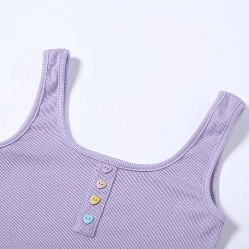 Women's Solid Color U-Neck Bare Bottom Vest