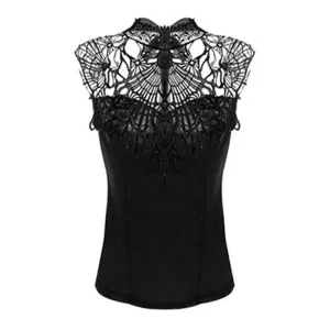 Women's Trendy Embroidery Crochet Hollow-out Lace Tank Tops Black White