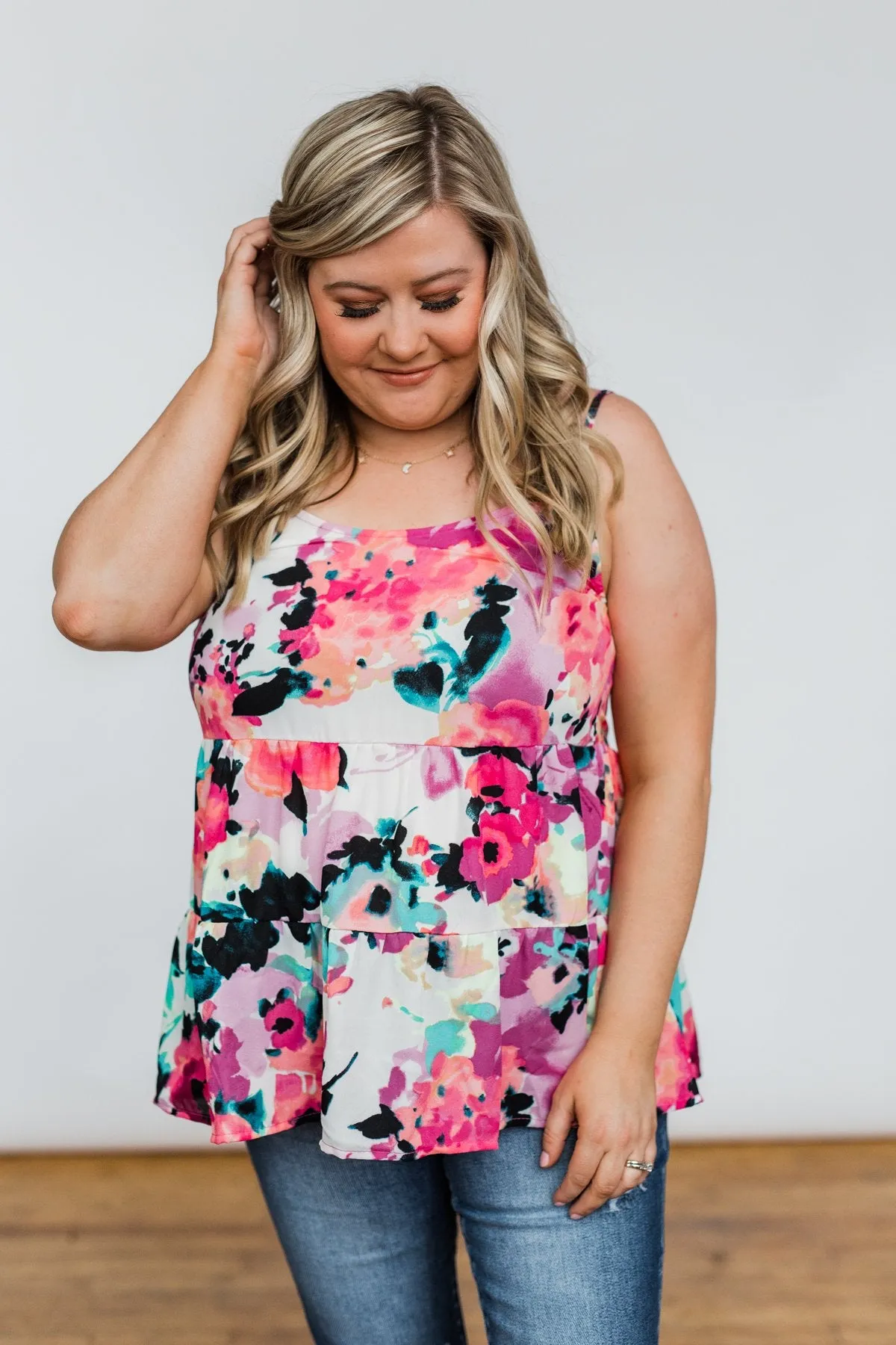 Wonderful For You Floral Babydoll Tank Top- Multi-Colored