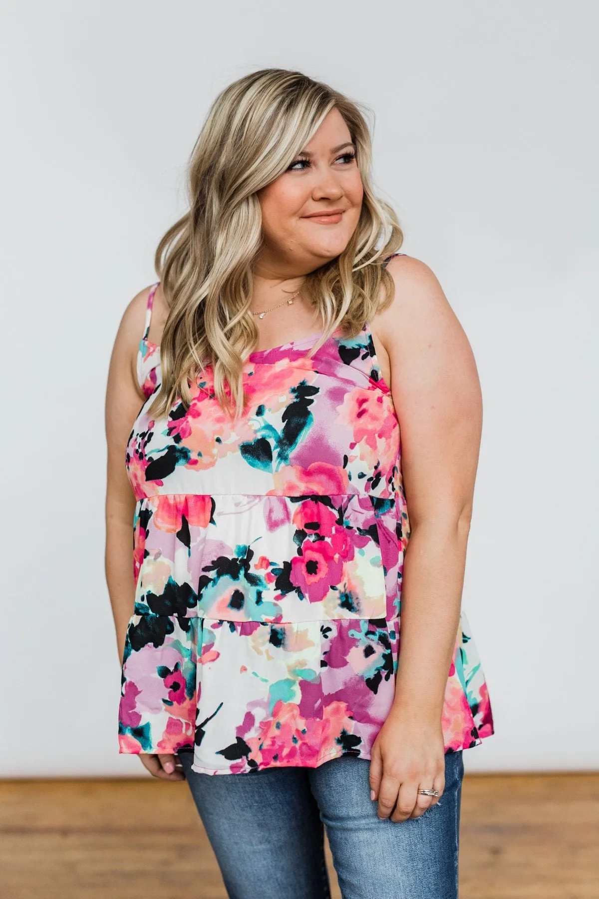 Wonderful For You Floral Babydoll Tank Top- Multi-Colored