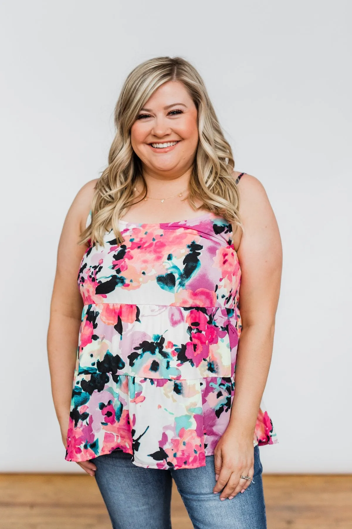 Wonderful For You Floral Babydoll Tank Top- Multi-Colored