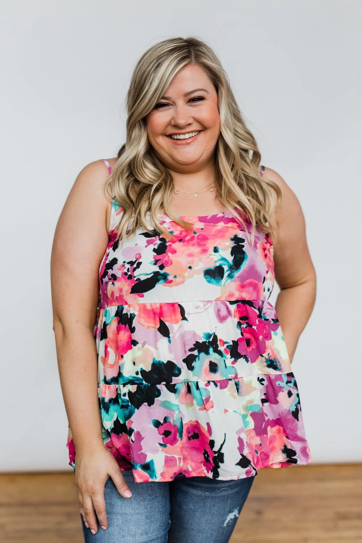 Wonderful For You Floral Babydoll Tank Top- Multi-Colored
