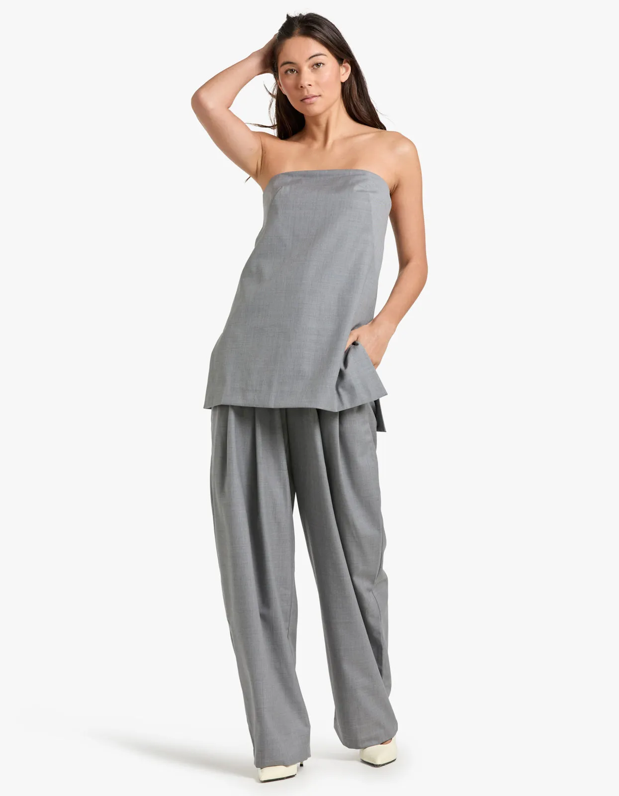 Wool Column Tunic - Grey