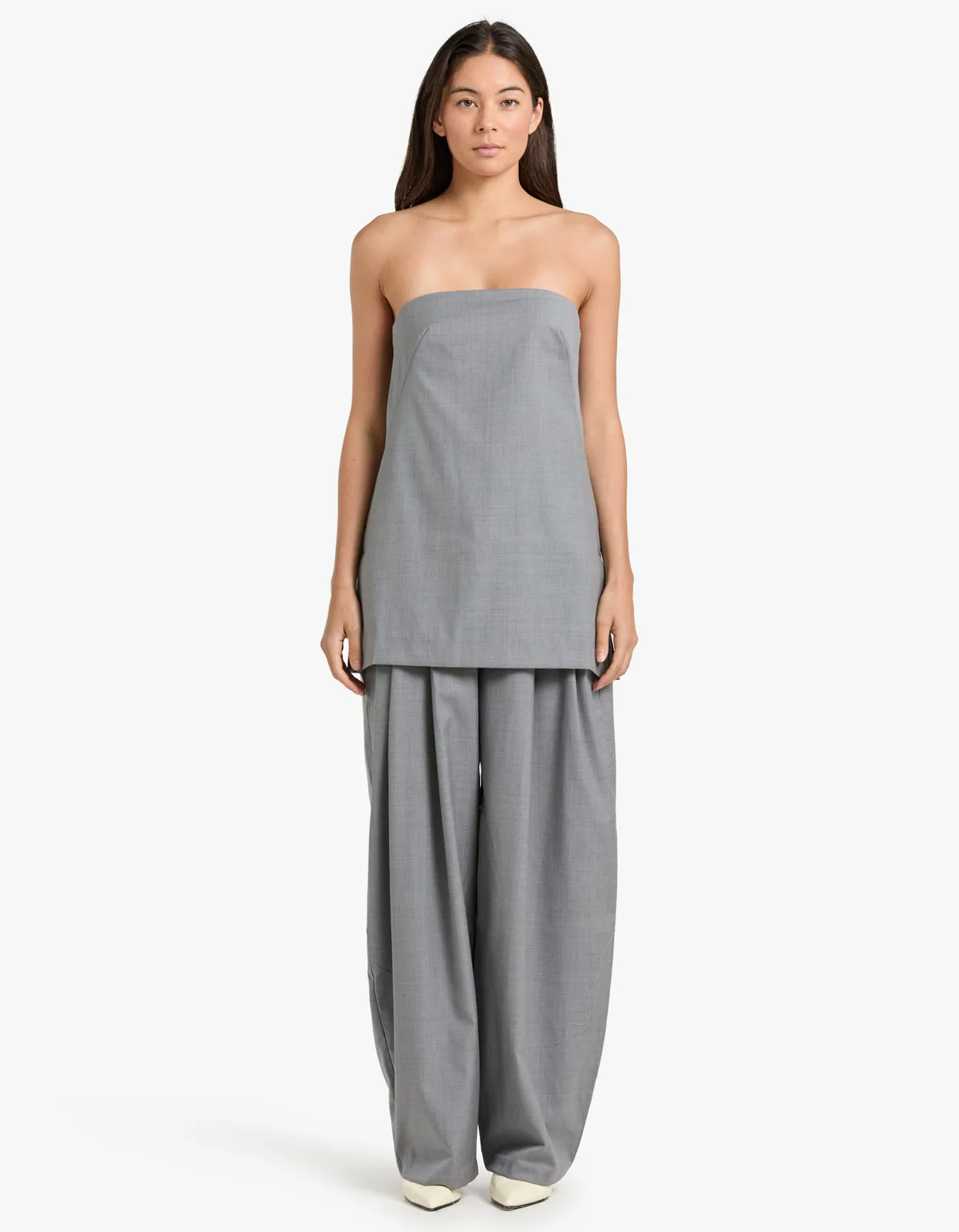 Wool Column Tunic - Grey