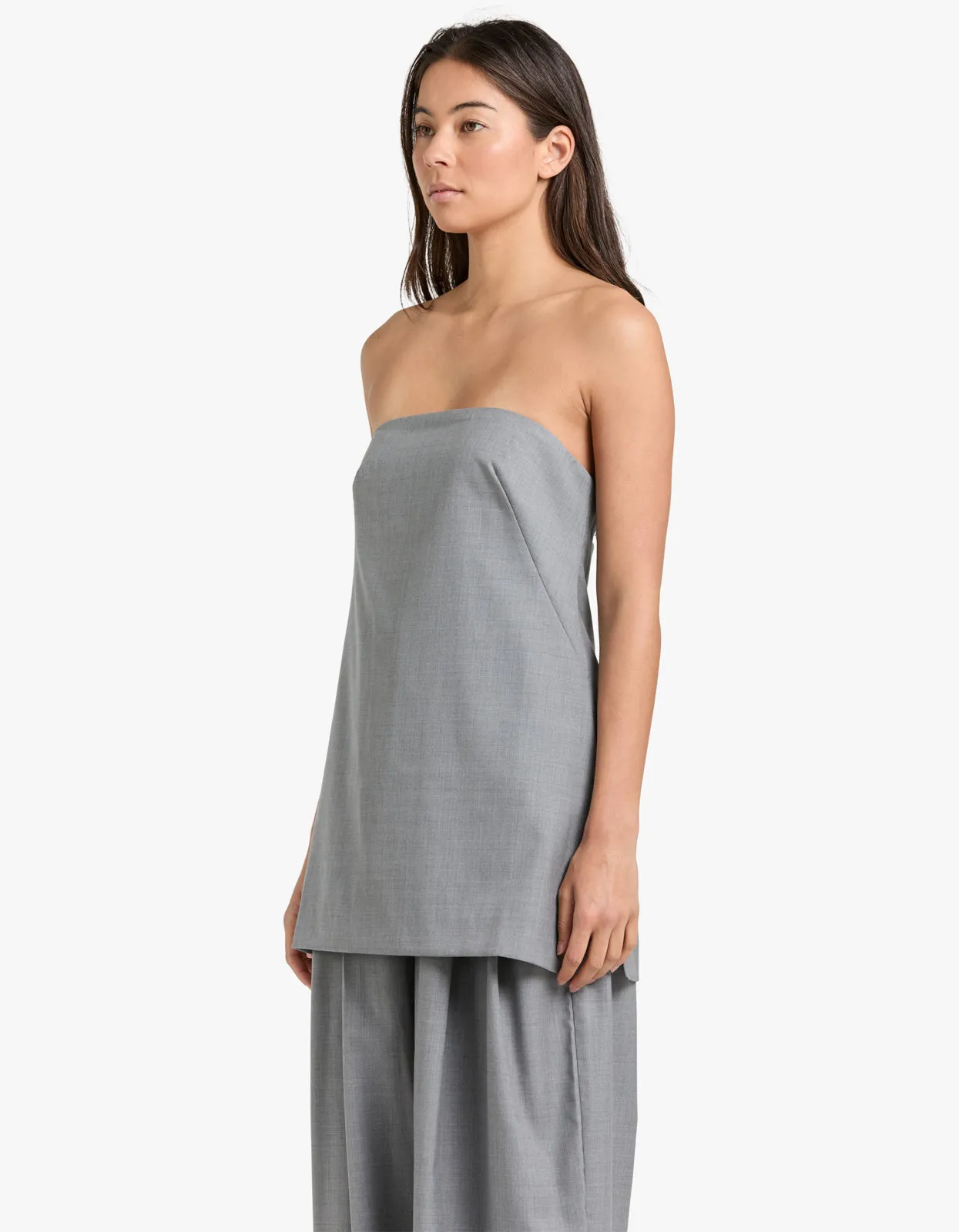 Wool Column Tunic - Grey