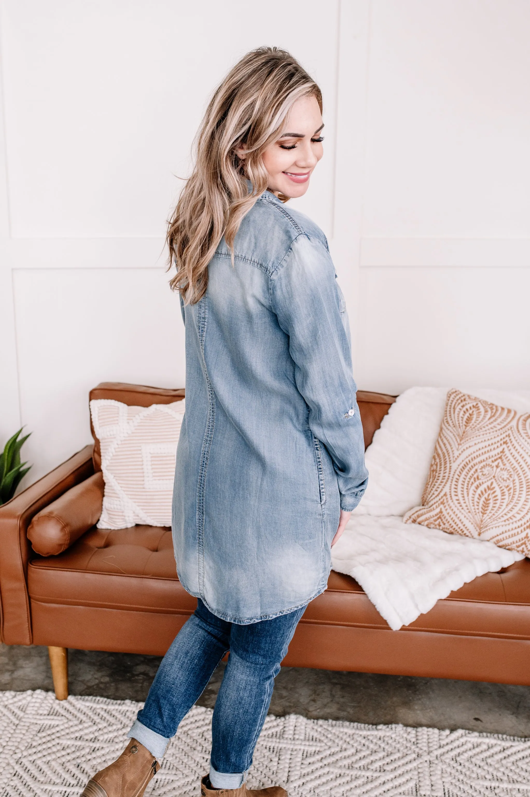 Worn Around The Edges Tunic in Denim