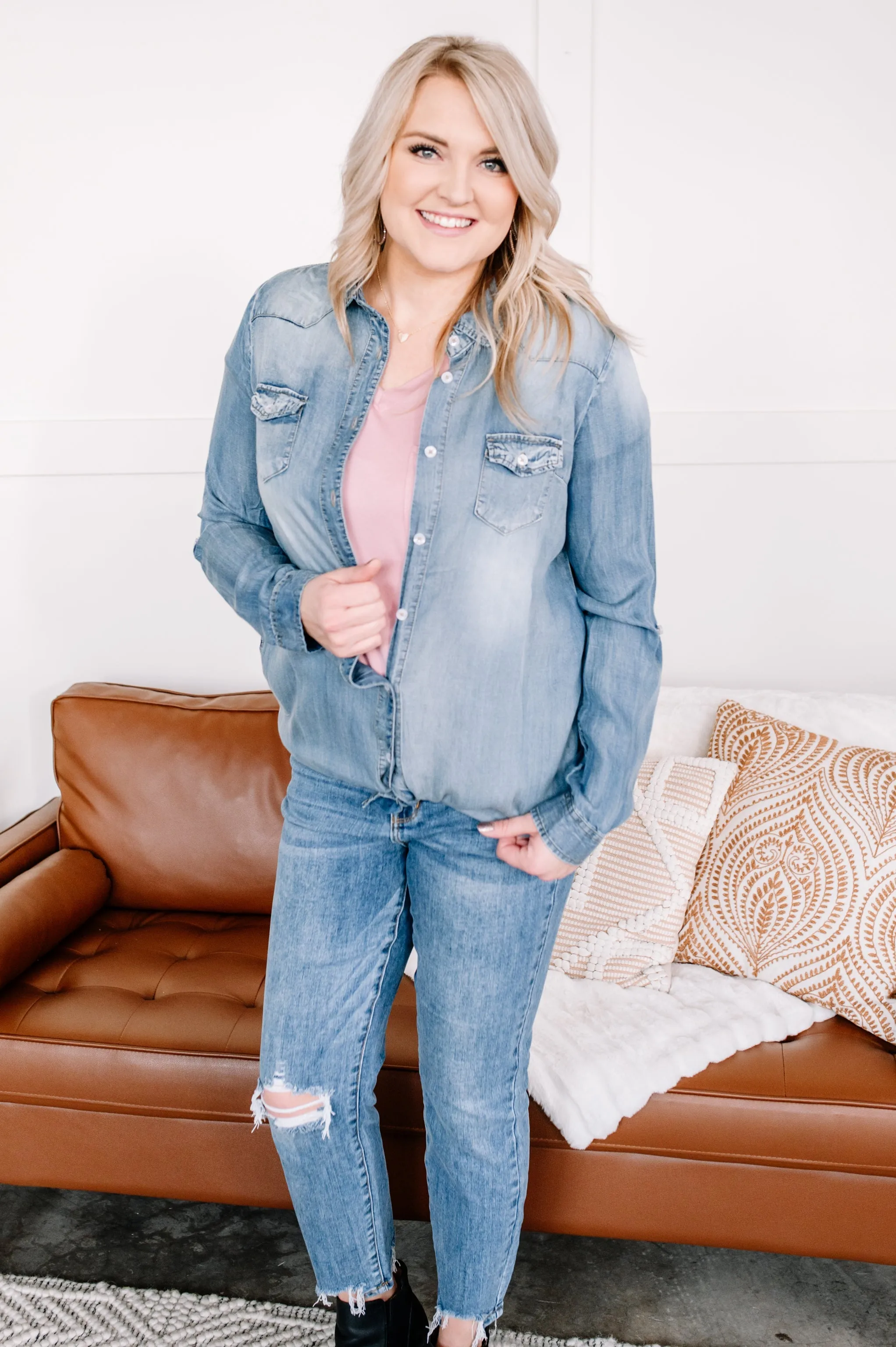 Worn Around The Edges Tunic in Denim