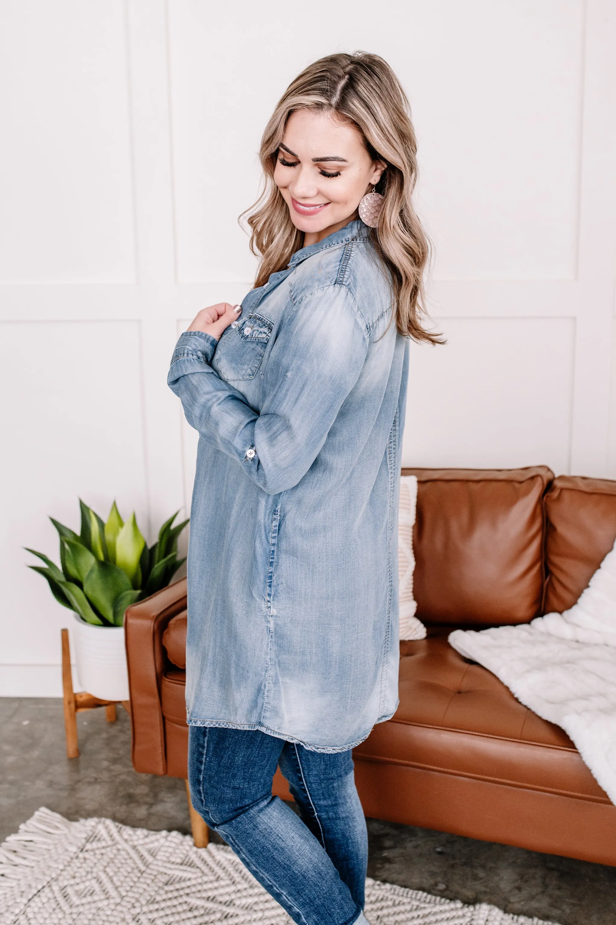 Worn Around The Edges Tunic in Denim