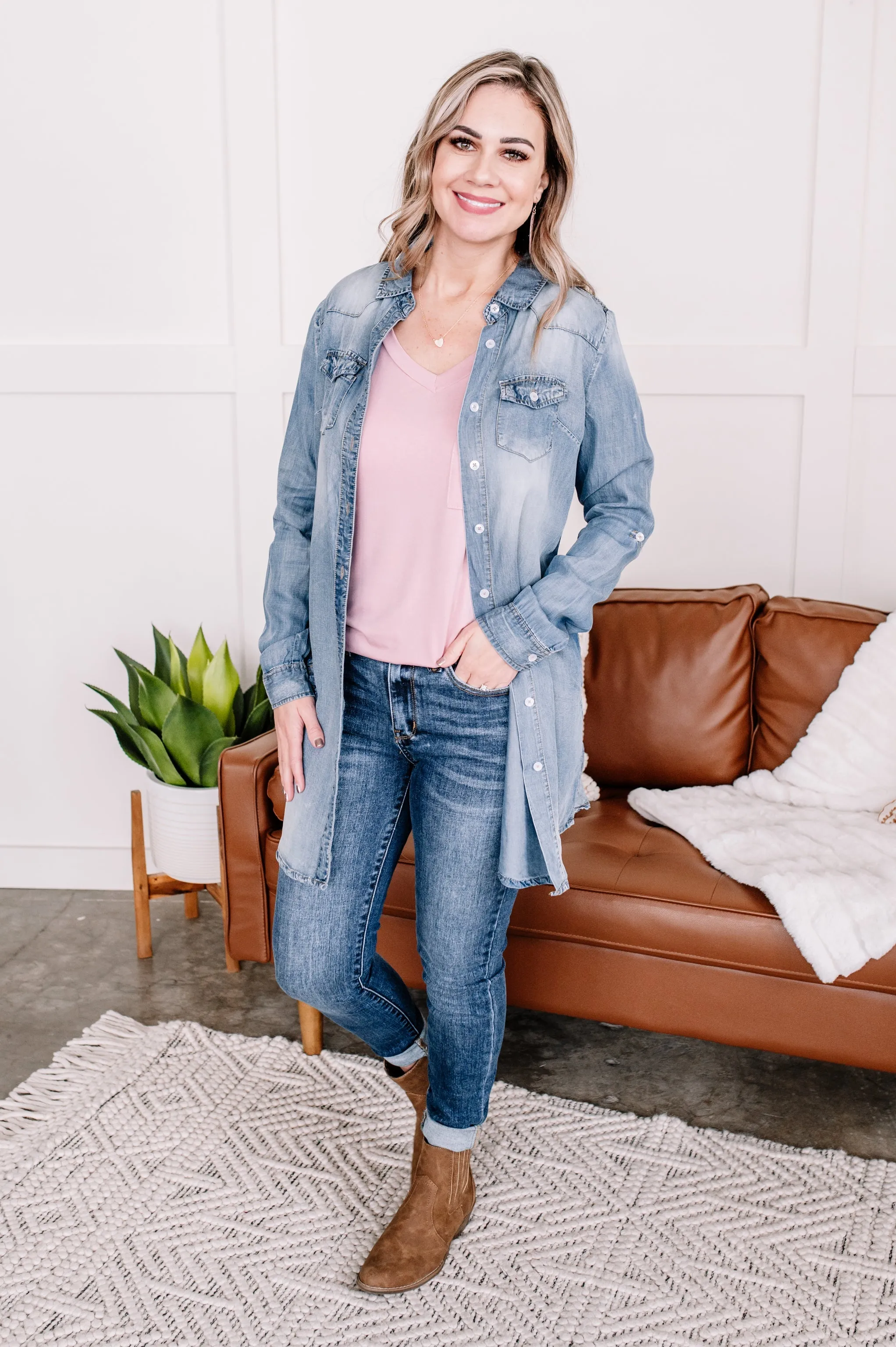 Worn Around The Edges Tunic in Denim