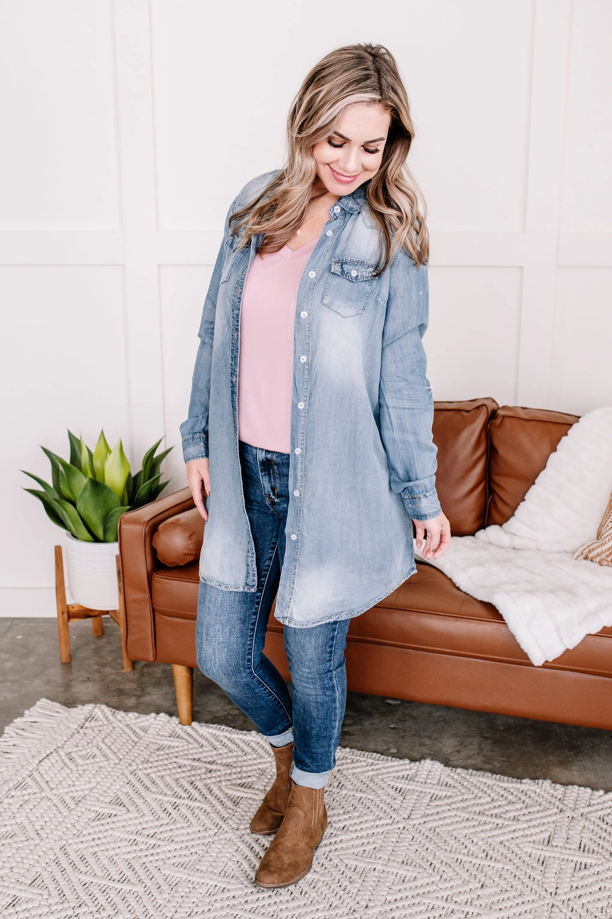Worn Around The Edges Tunic in Denim