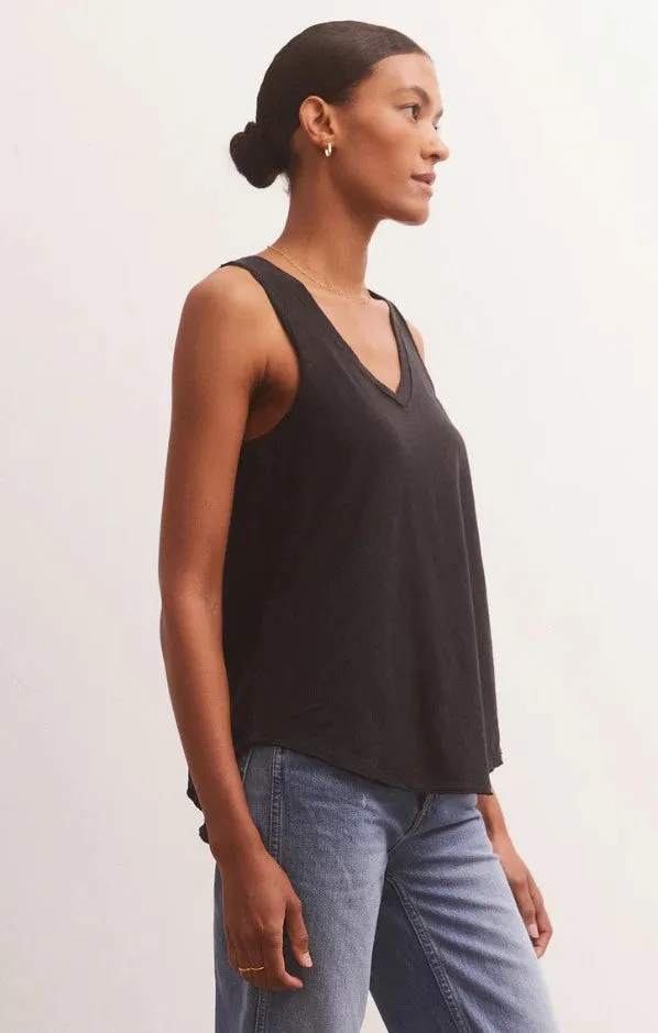 Z Supply Sun Drenched Vagabond Tank; Birch/Black/Evergreen