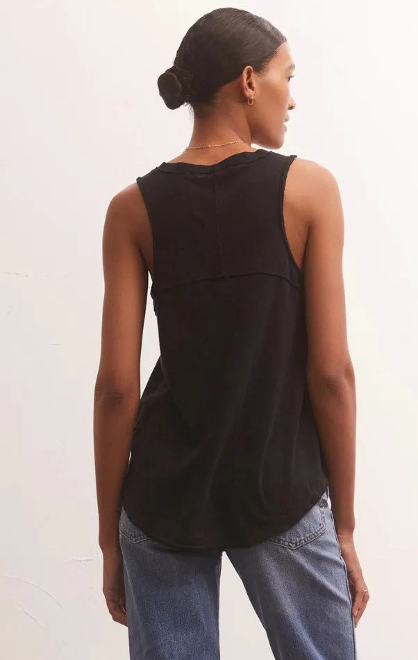 Z Supply Sun Drenched Vagabond Tank; Birch/Black/Evergreen
