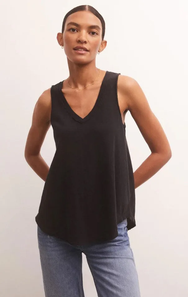 Z Supply Sun Drenched Vagabond Tank; Birch/Black/Evergreen