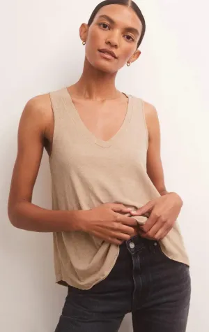 Z Supply Sun Drenched Vagabond Tank; Birch/Black/Evergreen