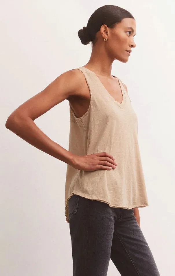 Z Supply Sun Drenched Vagabond Tank; Birch/Black/Evergreen
