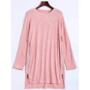 Zipped Tunic Jumper Dress - Pink S