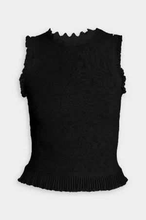 Zoe Mesh Tank Top in Noir